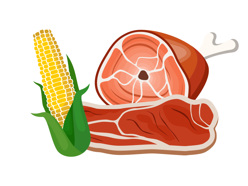 Corn, pork, chicken images