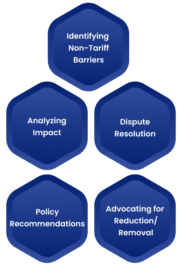 Identifying Non-Tariff Barriers, Analyzing Impact, Dispute Resolution, Policy Recommendations, Advocating for Reduction/Removal