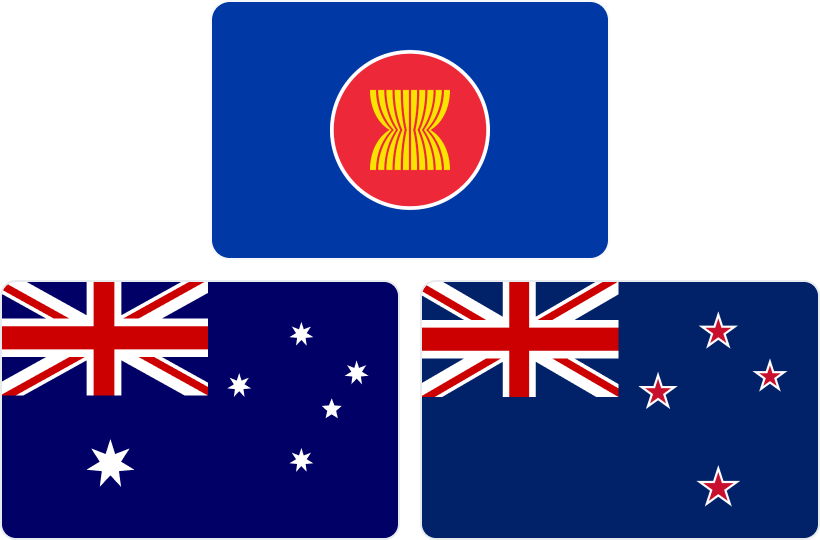 Flag ASEAN, Flag Australia, Flag New Zealand