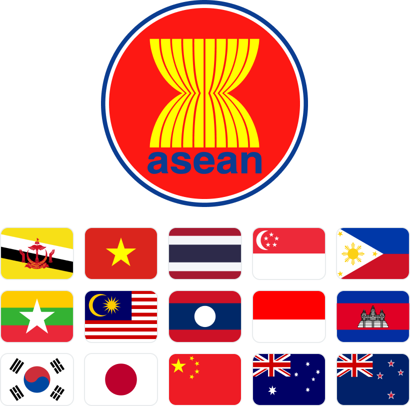 Flag ASEAN, Flag Brunei, Flag Vietnam, Flag Thailand, Flag Singapore, Flag Philippines, Flag Myanmar, Flag Malaysia, Flag loas