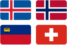 EFTA : Iceland Flag, Liechtenstein Flag, Norway Flag, and Switzerland Flag