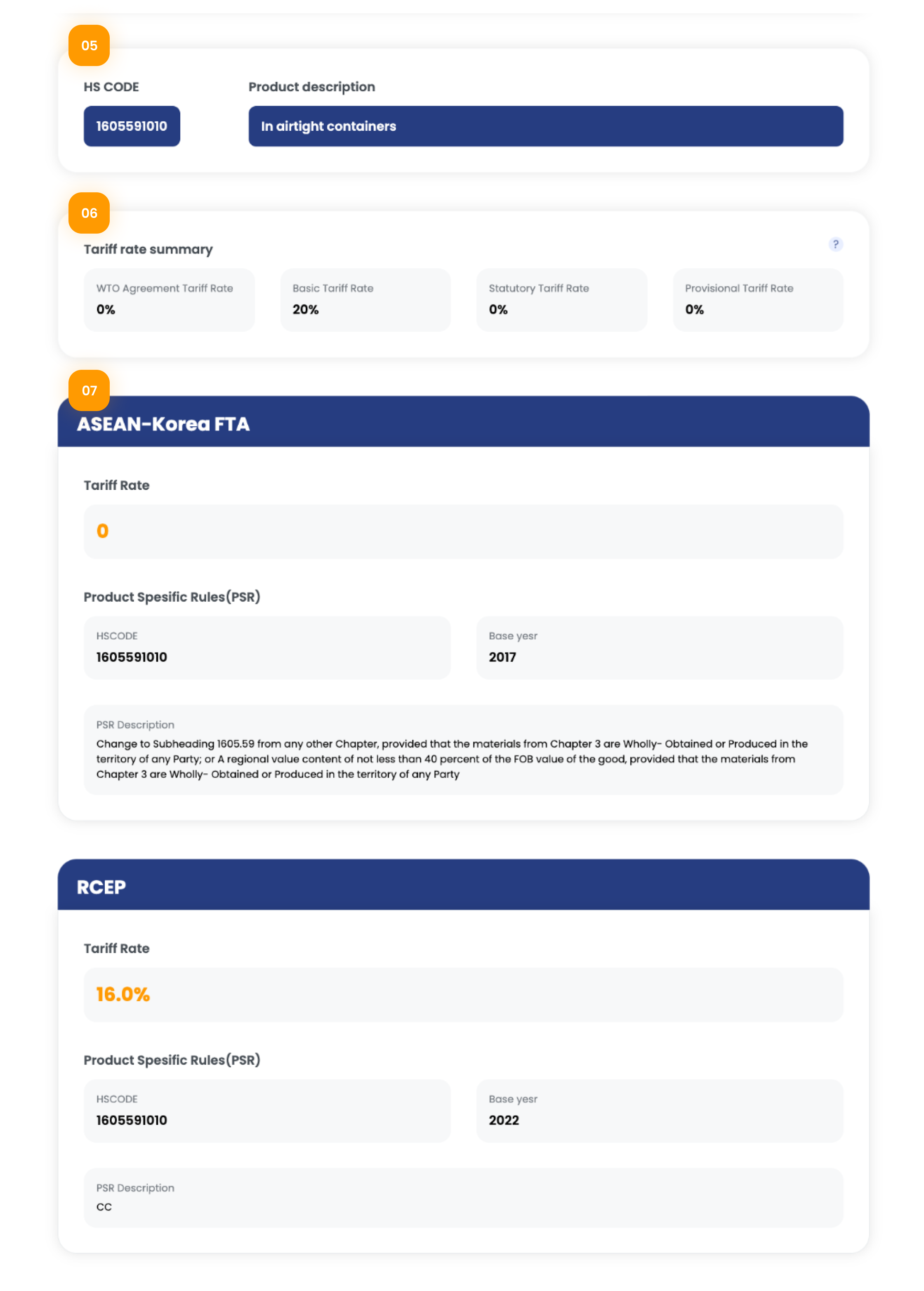 3.View detailed tariff information for the HS code image