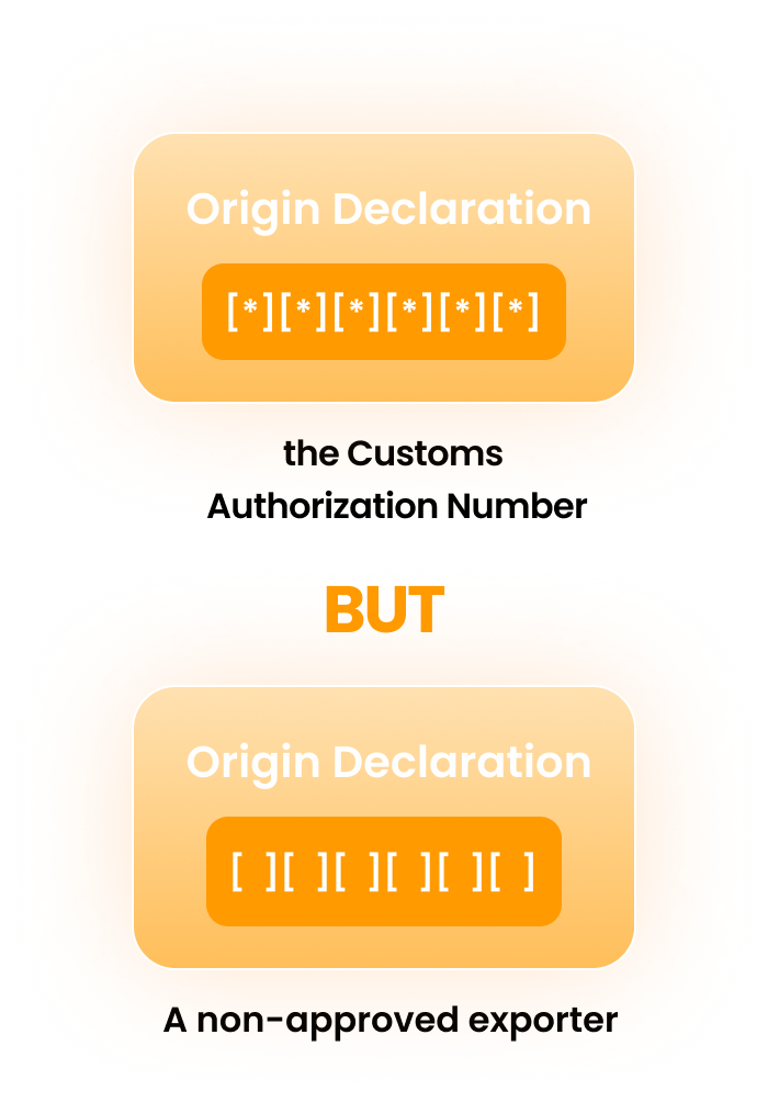 the Customs Authorization Number, A non-approved exporter